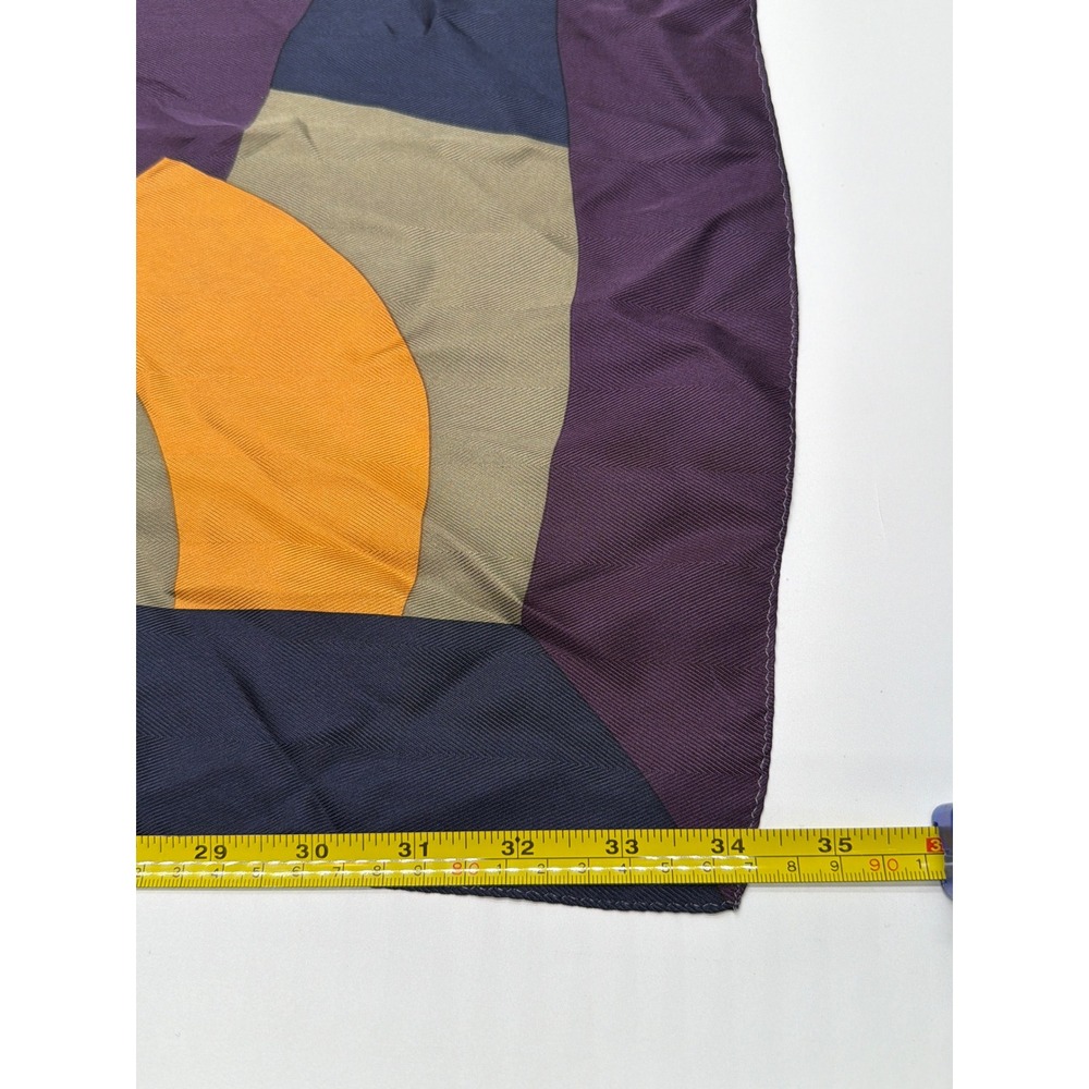 Vintage Geometric Abstract Square Silk Scarf Multicolor Colorblock 34x34 Large - Picture 5 of 7
